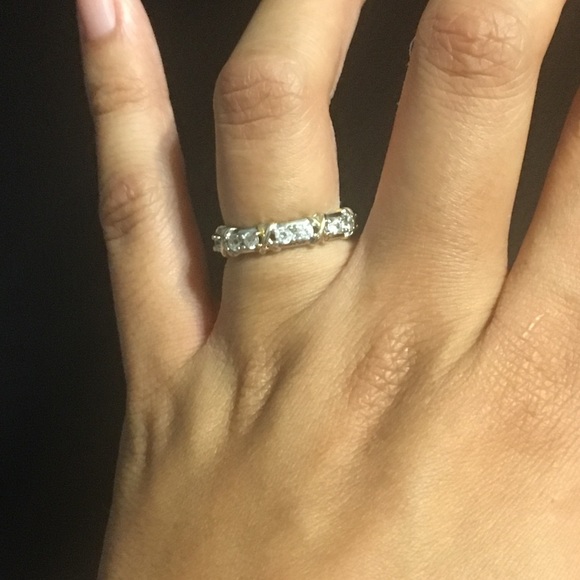 925 Silver CZ Rhinestone Band - Picture 5 of 6